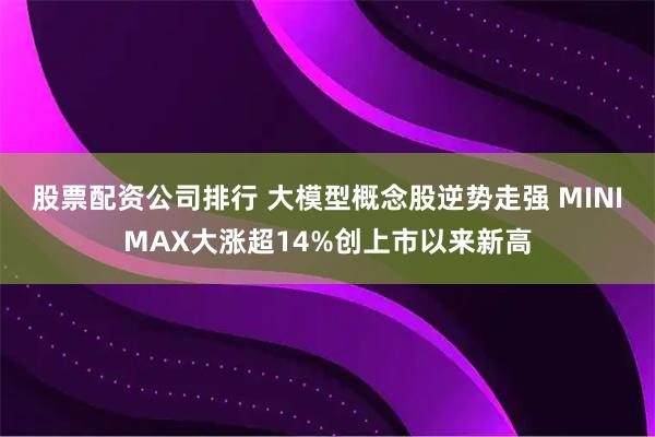 股票配资公司排行 大模型概念股逆势走强 MINIMAX大涨超14%创上市以来新高